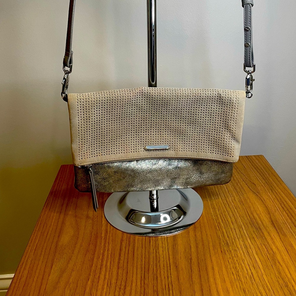 Stella & Dot faux leather metallic crush bag